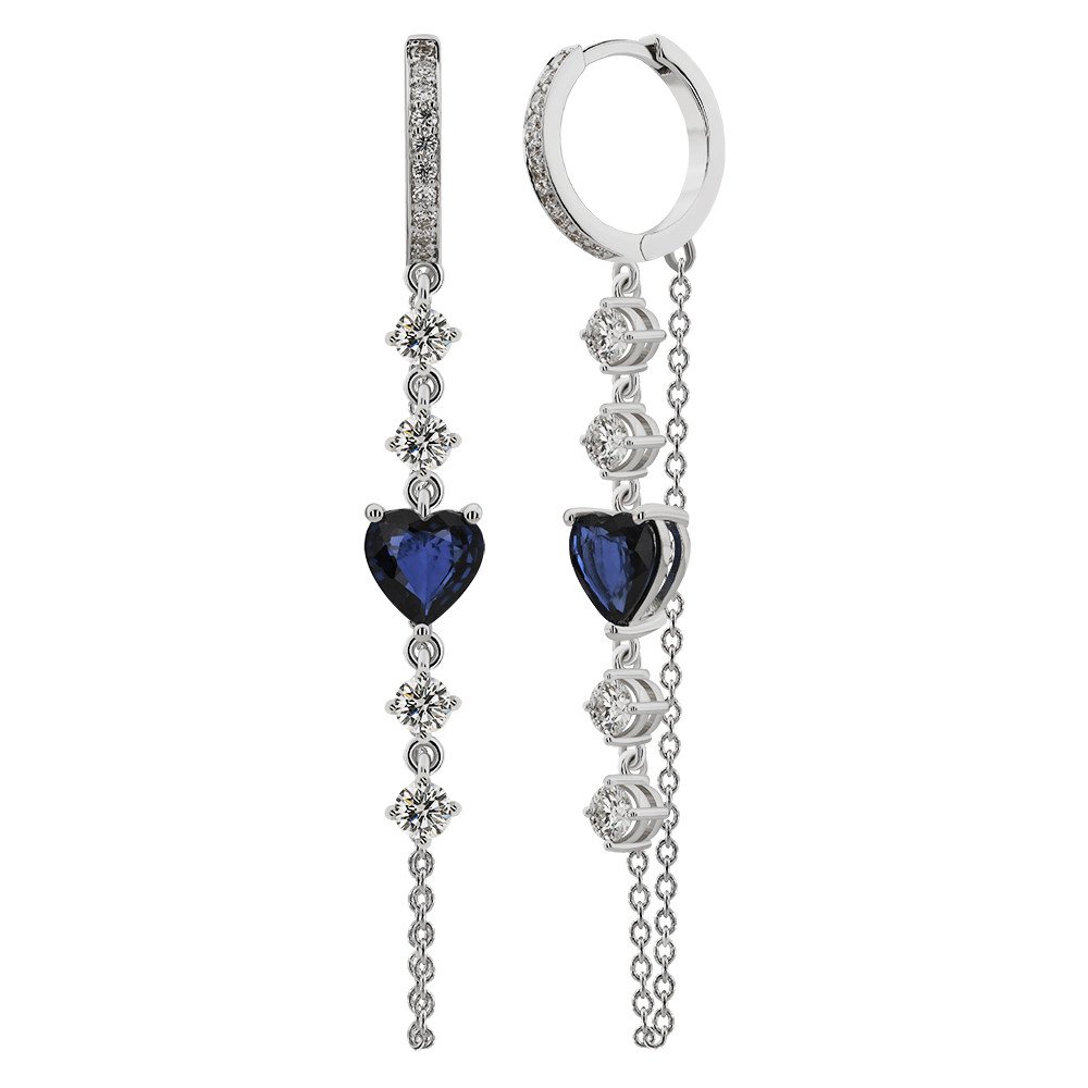 KPS0025-0002 3,11 Karat Pırlanta Safir Küpe - Görsel 1