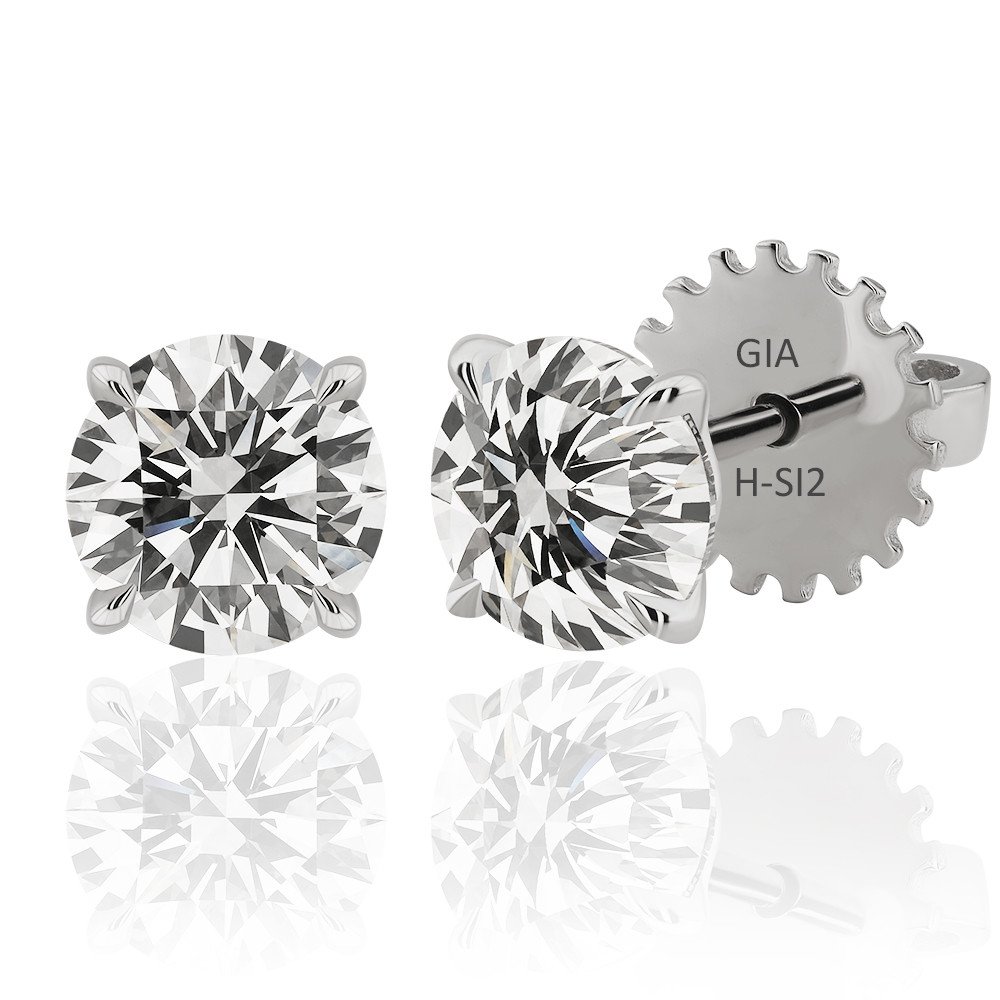 KPT0042-0005 1,20 Karat Pırlanta Tektaş Küpe - Görsel 3