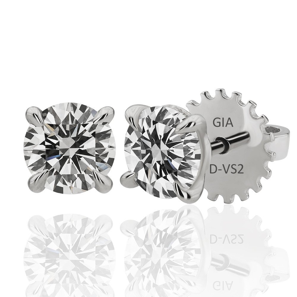 KPT0042-0006 1,20 Karat Pırlanta Tektaş Küpe - Görsel 4