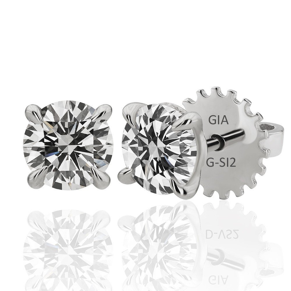 KPT0042-0008 1,20 Karat Pırlanta Tektaş Küpe - Görsel 6